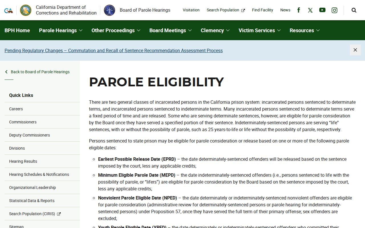 BPH projected release date labels for Lassen County CDCR release lookup